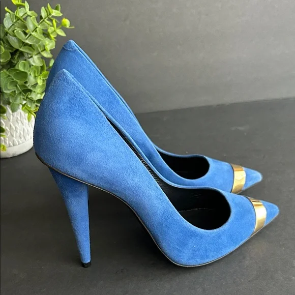 Giuseppe Zanotti Royal Blue Heels with Gold Detail - Picture 5 of 16